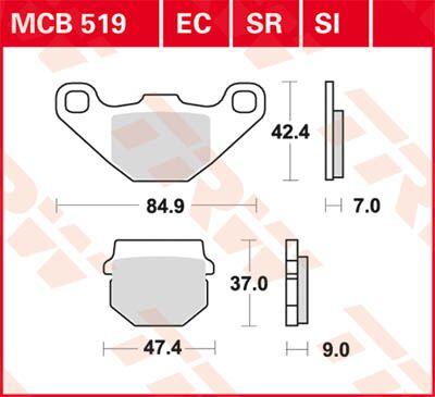 MCB519 - TRW All Round Sintered Metal Brake Pads For TGB 101S 50 2010-2011 Front
