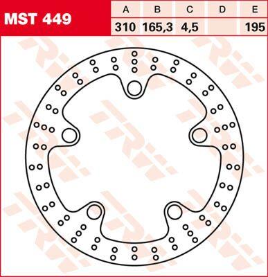 MST449 - TRW Round Fixed Brake Disc 310mm For Honda GL 1800 B ABS Gold Wing 2015-2016 Front