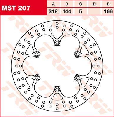 MST207 - TRW Round Fixed Brake Disc Larger Than 300mm For Honda NT 650 GT Hawk 1988-1990 Front