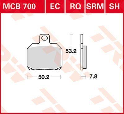 MCB700EC - TRW EC Series Ceramic Brake Pads For Peugeot City Star 125 AC 2013-2016 Rear