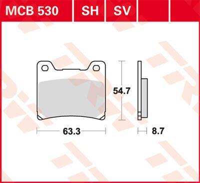 MCB530SH - TRW SH Series Sintered Rear Brake Pads For Yamaha BT 1100 2002-2006 Rear