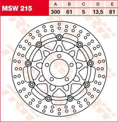 MSW215 - TRW Round Floating Brake Disc For Kawasaki GPZ 1100 1995-1999 Front