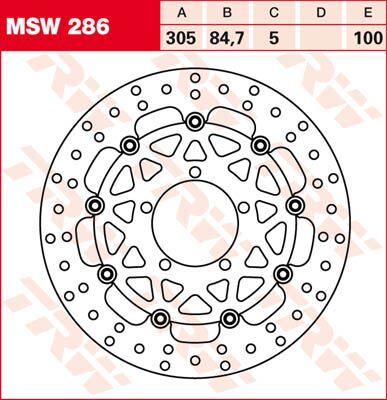 MSW286 - TRW Round Floating Brake Disc For Triumph Tiger 800 XC 2011-2018 Front