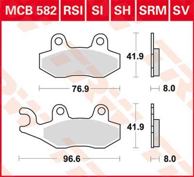 MCB582SH - TRW SH Series Sintered Rear Brake Pads For Triumph America 800 2002-2006 Rear