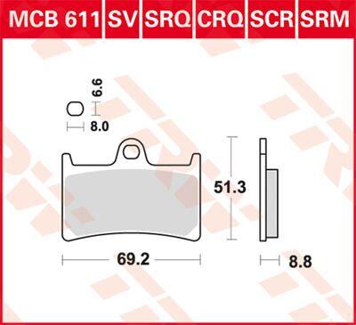 MCB611 - TRW All Round Sintered Metal Brake Pads For Yamaha BT 1100 2002-2006 Front
