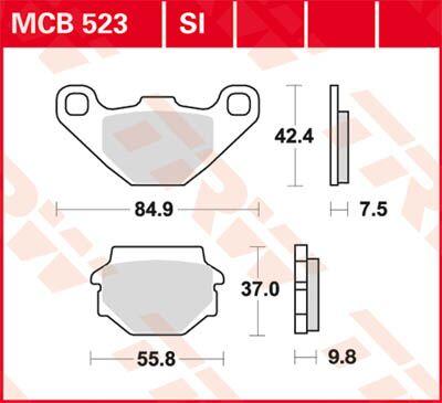 MCB523SI - TRW SI Series Sintered Off-Road Brake Pads For TGB Blade 325 2X4 2010-2016 Rear