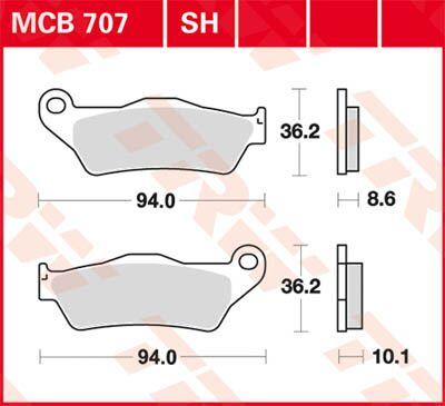 MCB707SH - TRW SH Series Sintered Rear Brake Pads For BMW K 1200 GT Rear