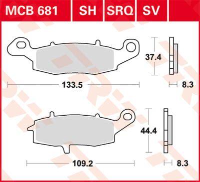 MCB681 - TRW All Round Sintered Metal Brake Pads For Suzuki DL 1000 V-Strom 2002-2007 Front/Right