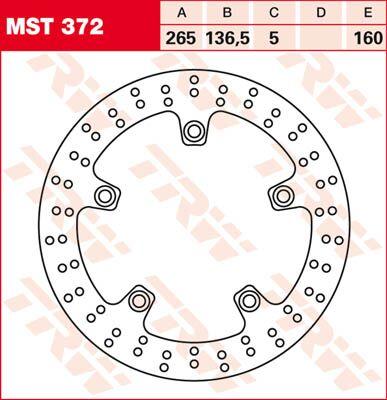 MST372 - TRW Round Fixed Brake Disc 265mm For BMW C 400 GT 2019-2024 Fits Front Or Rear