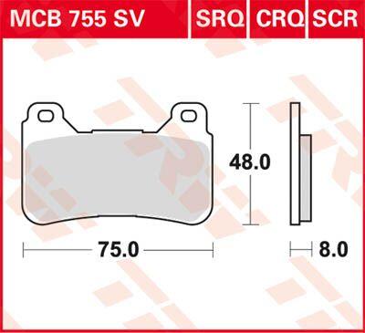 MCB755SV - TRW SV Series Sintered Brake Pads For Honda CB1000R 2008-2016 Front