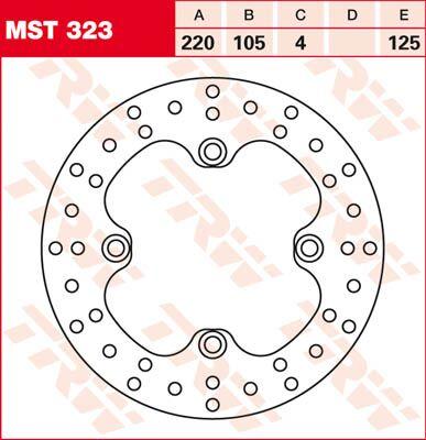 MST323 - TRW Round Fixed Brake Disc 220mm For Malaguti Centro 125 I.E. 2008-2011 Rear