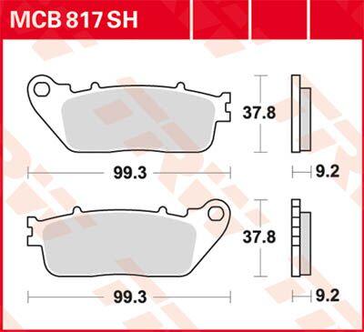 MCB817SH - TRW SH Series Sintered Rear Brake Pads For Honda CB1000R 2008-2024 Rear
