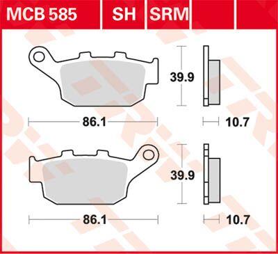 MCB585SH - TRW SH Series Sintered Brake Pads For Triumph Bonneville 1200 Speedmaster 2018-2020 Rear