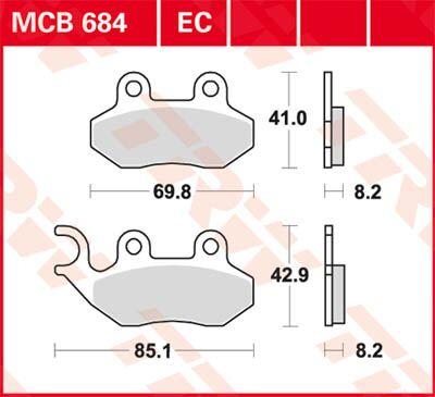 MCB684EC - TRW EC Series Ceramic Brake Pads For Sym Allo 125 2011-2016 Front