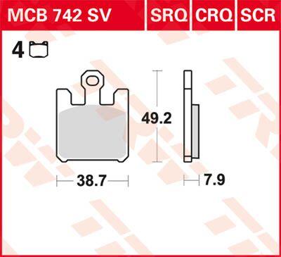 MCB742SV - TRW SV Series Sintered Brake Pads For Suzuki GSX-R 1000 2003 Front