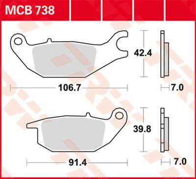 MCB738 - TRW All Round Sintered Metal Brake Pads For Honda CBR 125 R 2004-2010 Rear