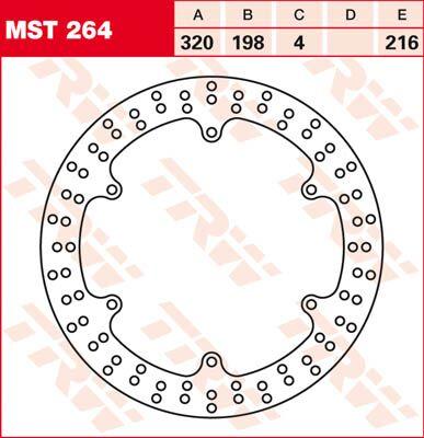 MST264 - TRW Round Fixed Brake Disc 320mm For Yamaha XJ 900S 1995-2003 Front