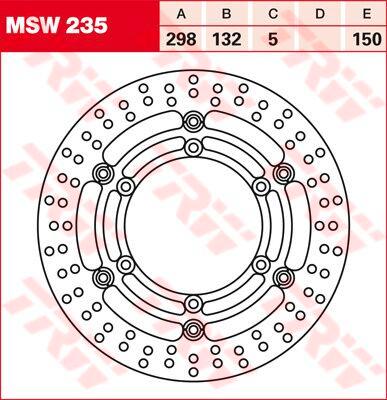 Trw Msw235 - Round Floating Brake Disc For Yamaha Xj 600 N 1998-2003 Front