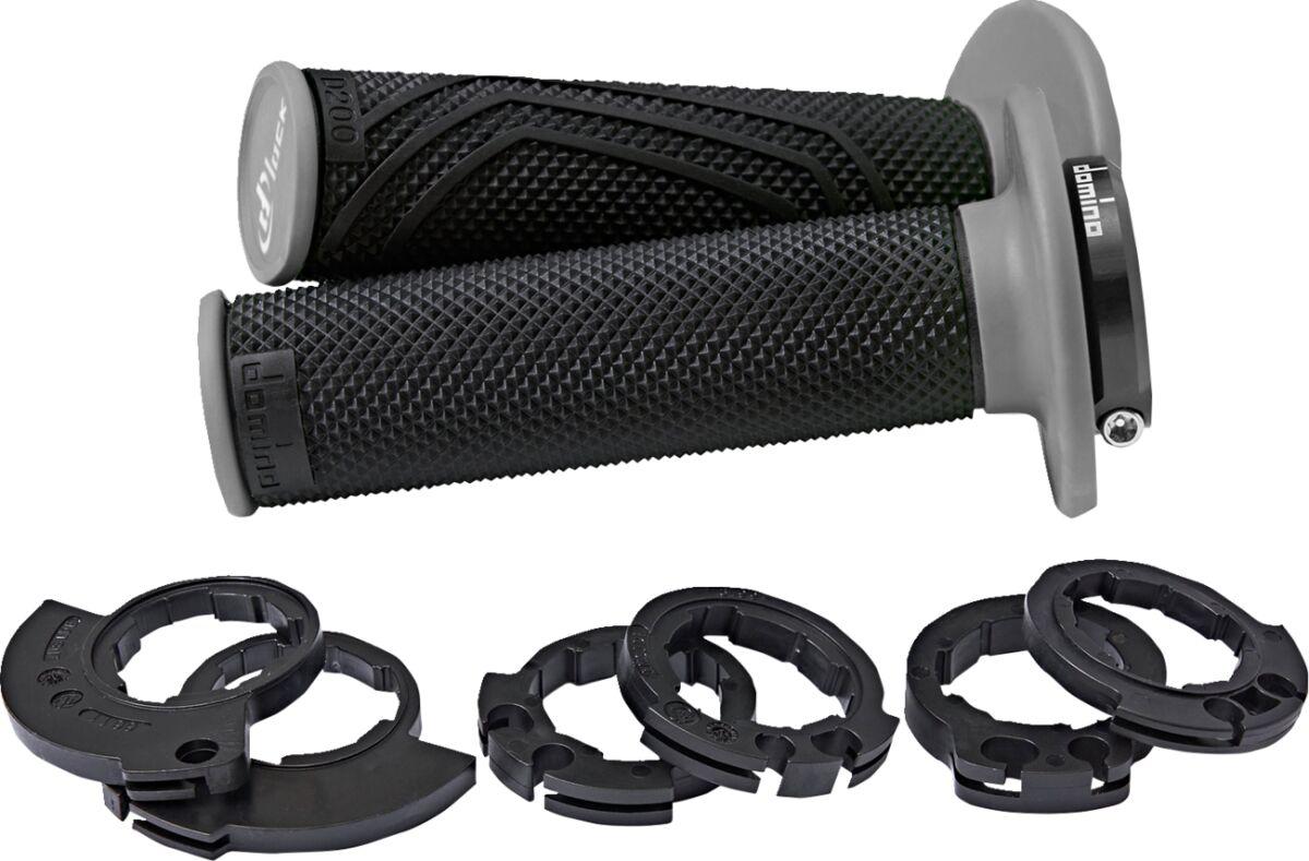 D20046C4052H8-0 - Domino D200 Lock-On Grips With All Cams - Black/Grey