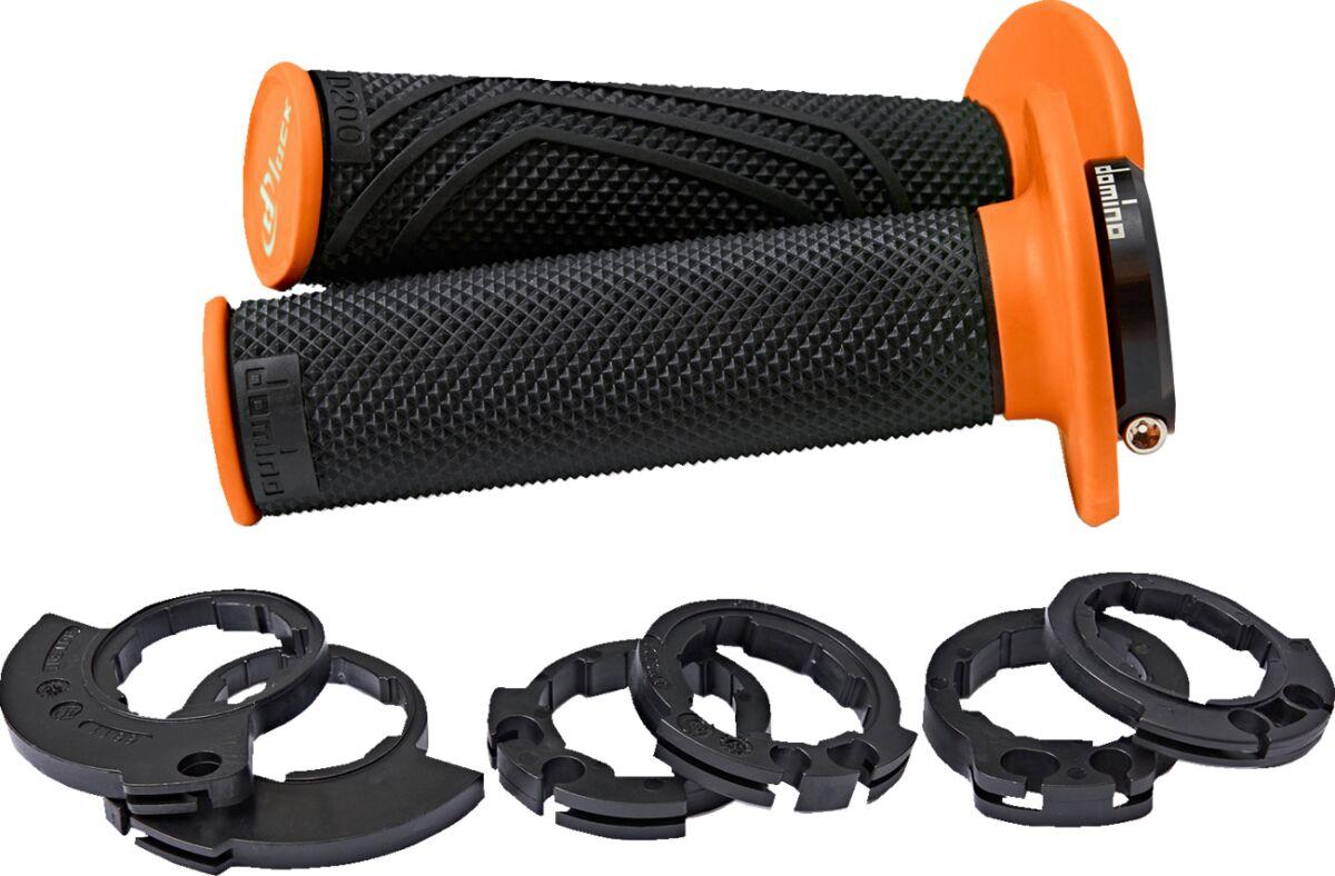 D20046C4045H8-0 - Domino D200 Lock-On Grips With All Cams - Black/Orange