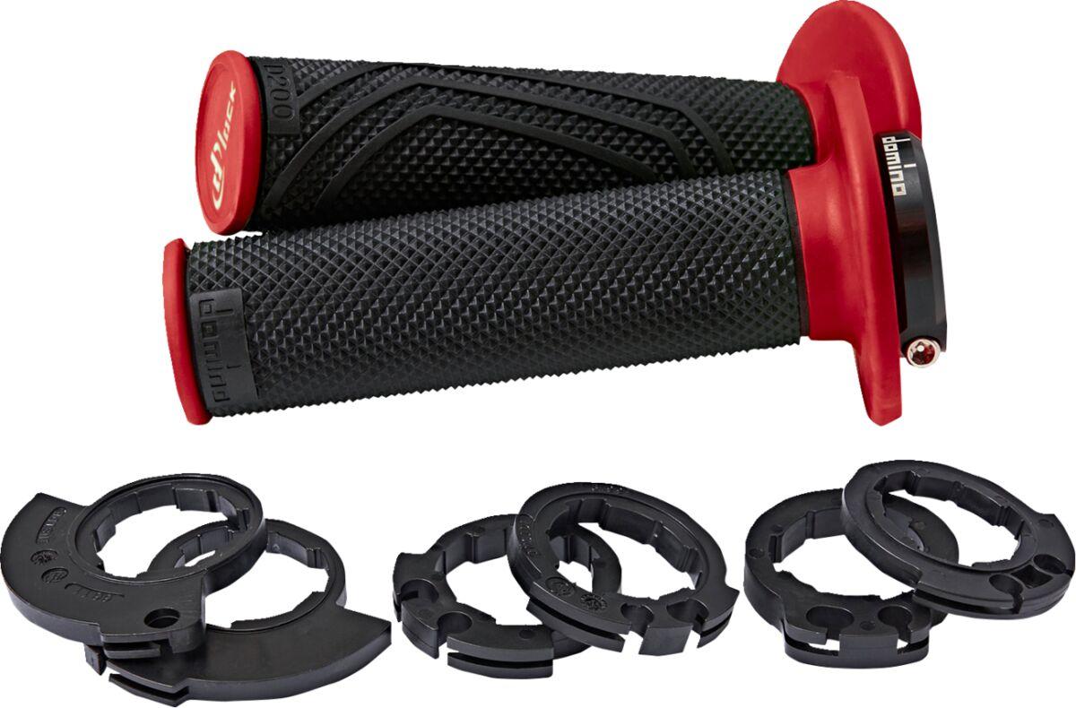 D20046C4042H8-0 - Domino D200 Lock-On Grips With All Cams - Black/Red