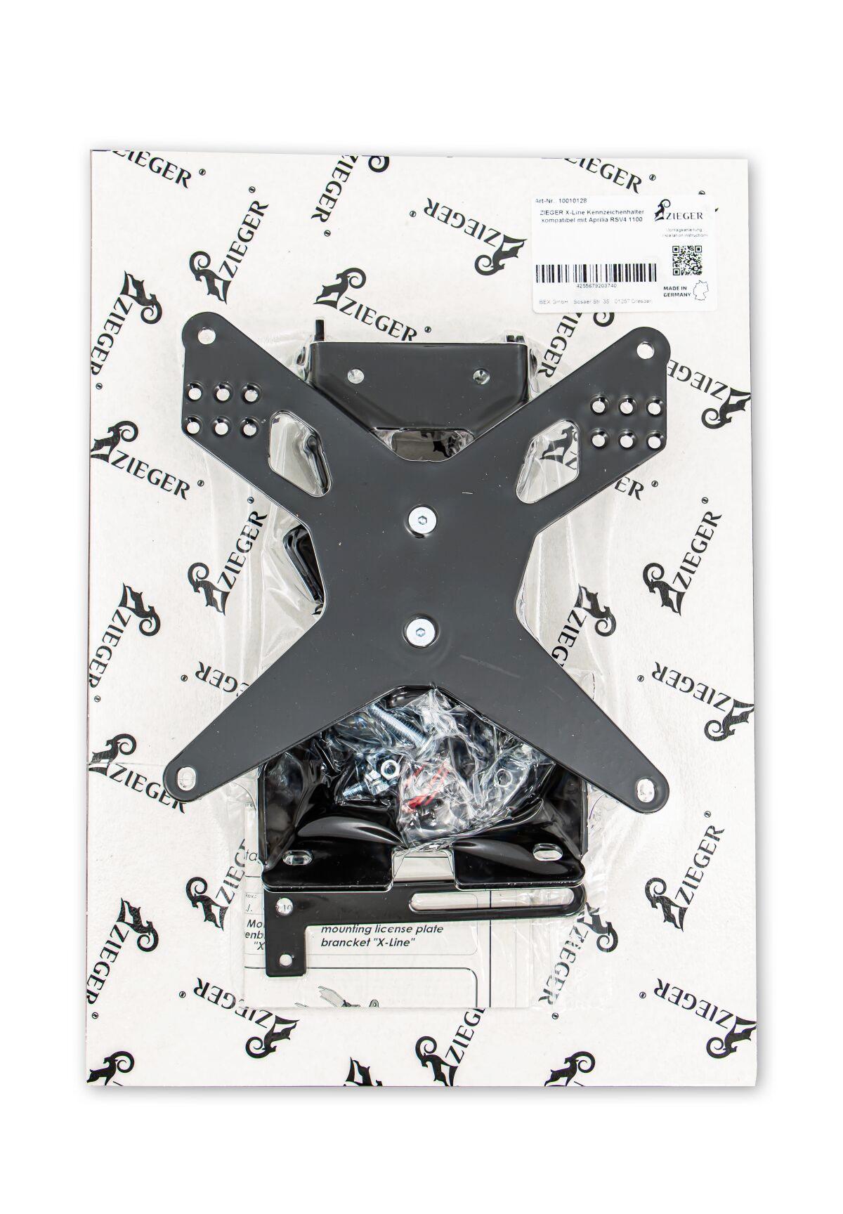 10010128 - Zieger License Plateholder Type E For Aprilia RSV4 1100 ABS 2022-2024 Rear