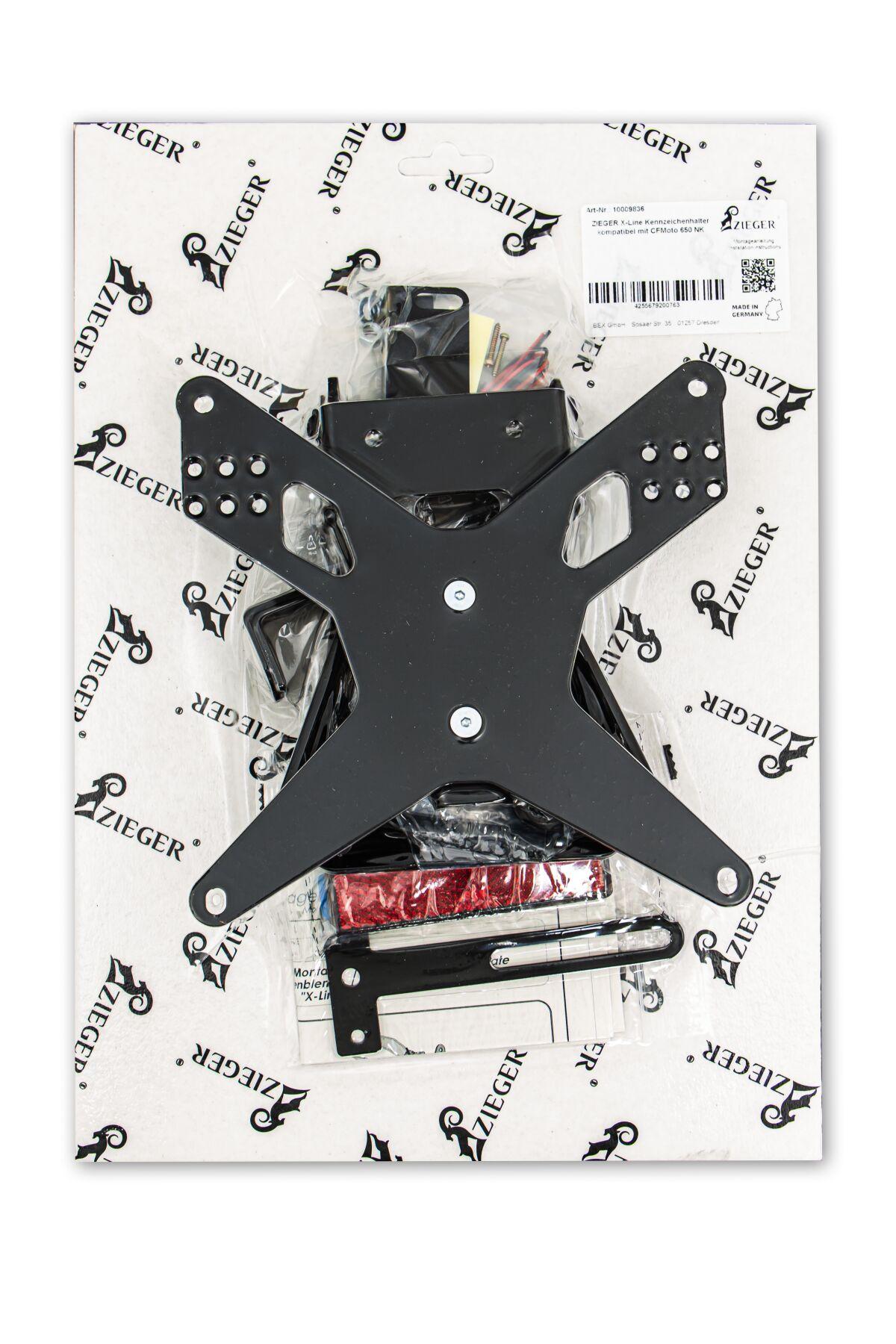 10009836 - Zieger License Plateholder Type E For CF Moto NK 650 ABS 2020-2024 Rear