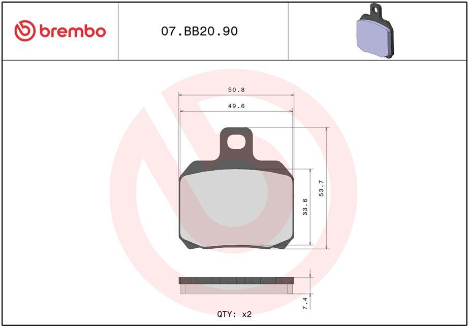 07BB2090 - Brembo Prime Sintered Genuine Brake Pads For Ducati 1098 2007-2008 Rear