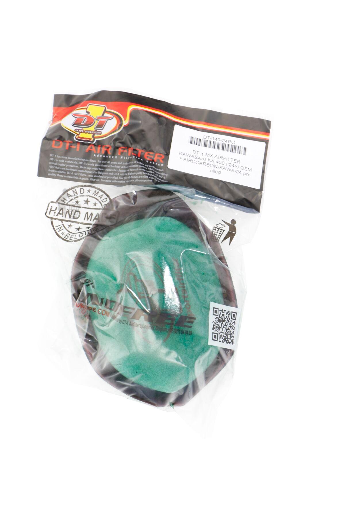 DT-140-24PO - DT-1 Pre-Oiled Air Filter For Kawasaki KX250 2025-2026 - Green