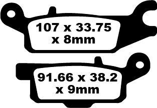 FA445TT - EBC TT Sport Carbon Fusion Brake Pads For Yamaha YFM 550 FG 4X4 Grizzly 2009 Rear