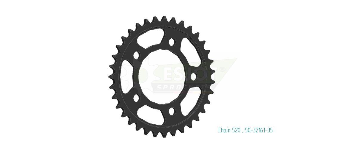 50-32161-35 - Esjot Standard 520 Sprocket For Honda GB 350S ABS 2025-2026 Rear Black 35T