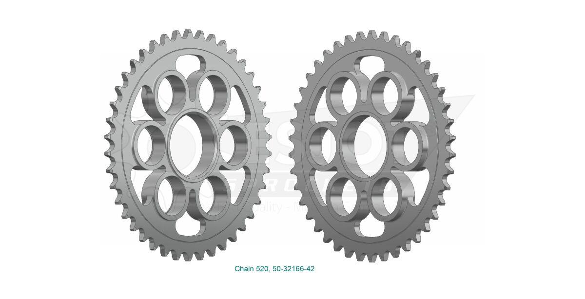 50-32166-42 - Esjot Standard 520 Sprocket For KTM Duke 125 ABS 2025 Rear Zinc Plated 42T