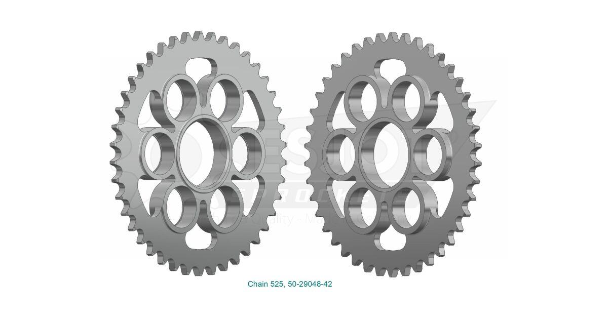 50-29048-42 - Esjot Standard 525 Sprocket For Ducati MultiStrada V4 1200 ABS 2022-2024 Rear Zinc Plated 42T
