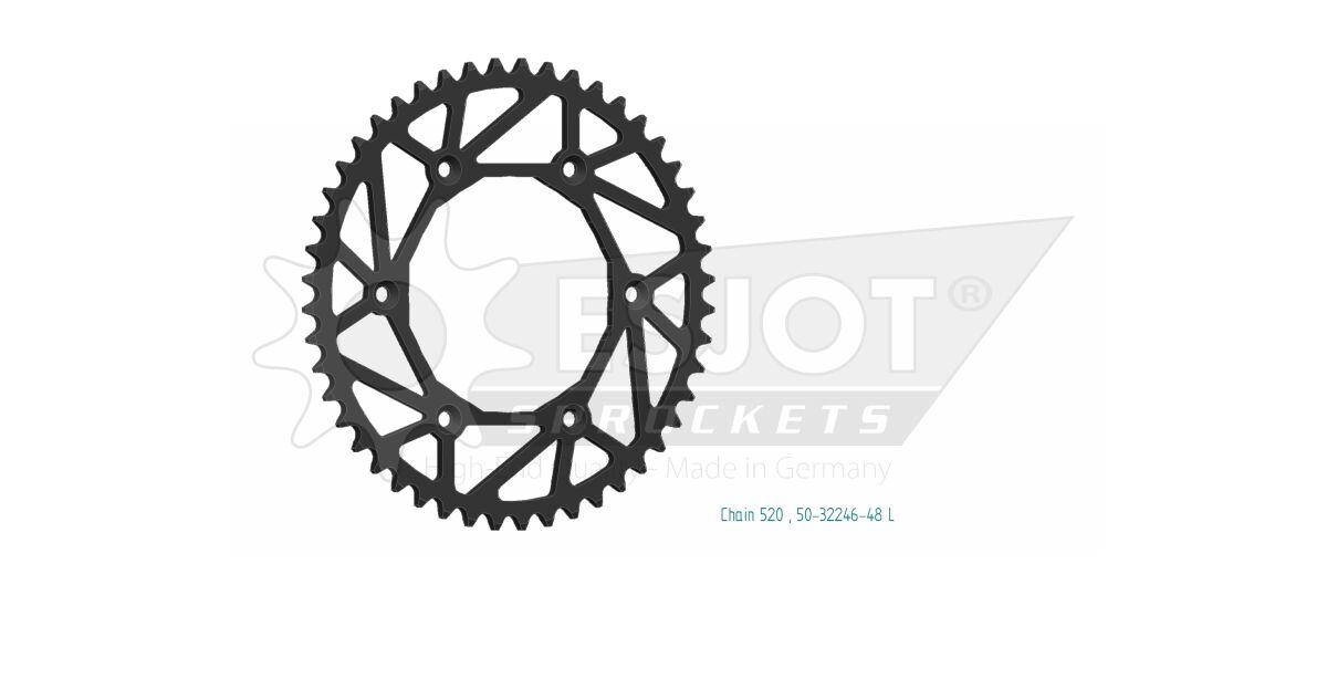 50-32246-48L - Esjot Standard 520 Sprocket For Voge Rally 300 ABS 2023 Rear Black 48T