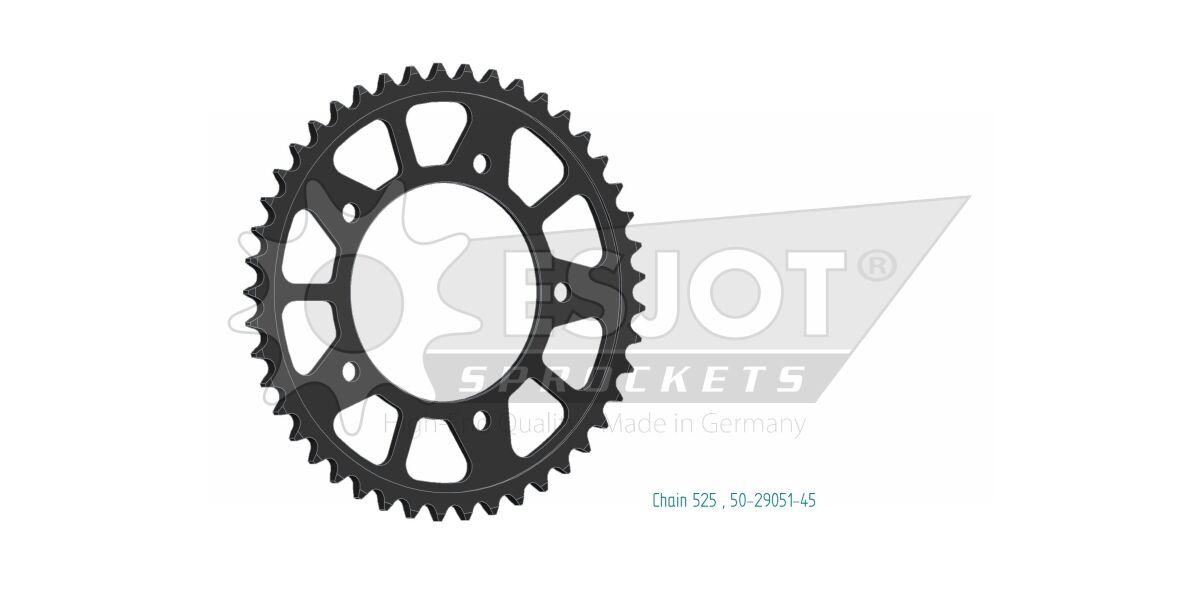 50-29051-45 - Esjot Standard 525 Sprocket For Yamaha MT-09 ABS 2021-2026 Rear Black 45T