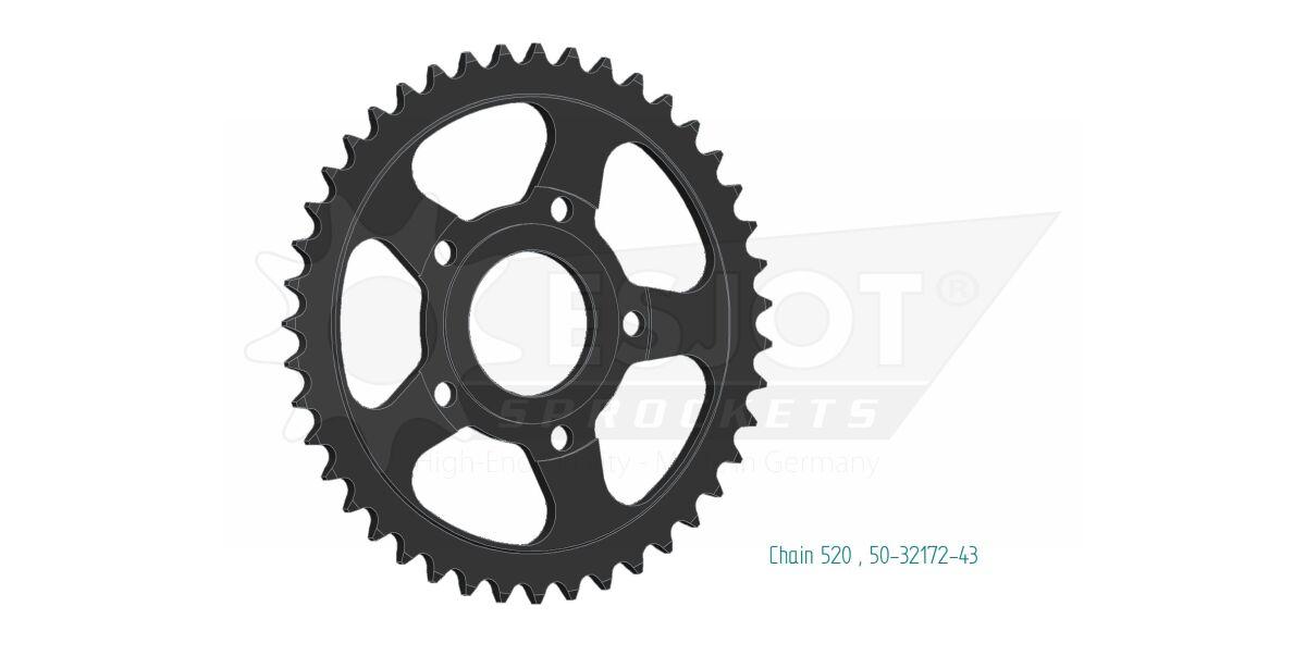 50-32172-43 - Esjot Standard 520 Sprocket For Brixton BX 250 ABS 2020-2022 Rear Black 43T
