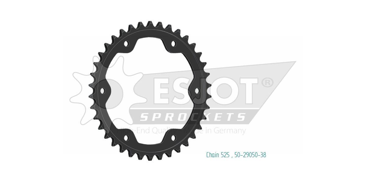 50-29050-38 - Esjot Standard 525 Sprocket For Mv Agusta Brutale 800 R ABS 2023-2025 Rear Black 38T