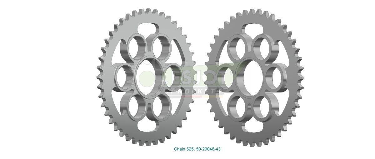 50-29048-43 - Esjot Standard 525 Sprocket For Ducati MultiStrada V4 1200 RS ABS 2024-2026 Rear Zinc Plated 43T