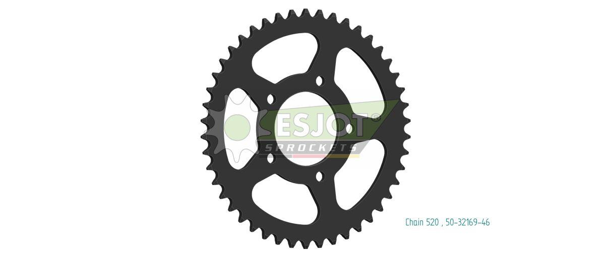 50-32169-46 - Esjot Standard 520 Sprocket For Mash SIDE FORCE 400 2021-2024 Rear Black 46T