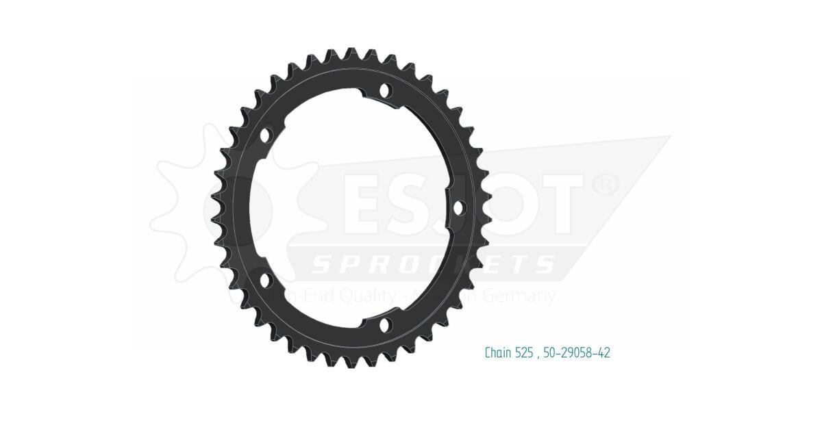 50-29058-42 - Esjot Standard 525 Sprocket For Kawasaki H2R 1000 2015-2021 Rear Black 42T