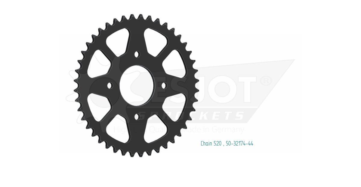 50-32174-44 - Esjot Standard 520 Sprocket For Sym CR 300 I 2019-2020 Rear Black 44T