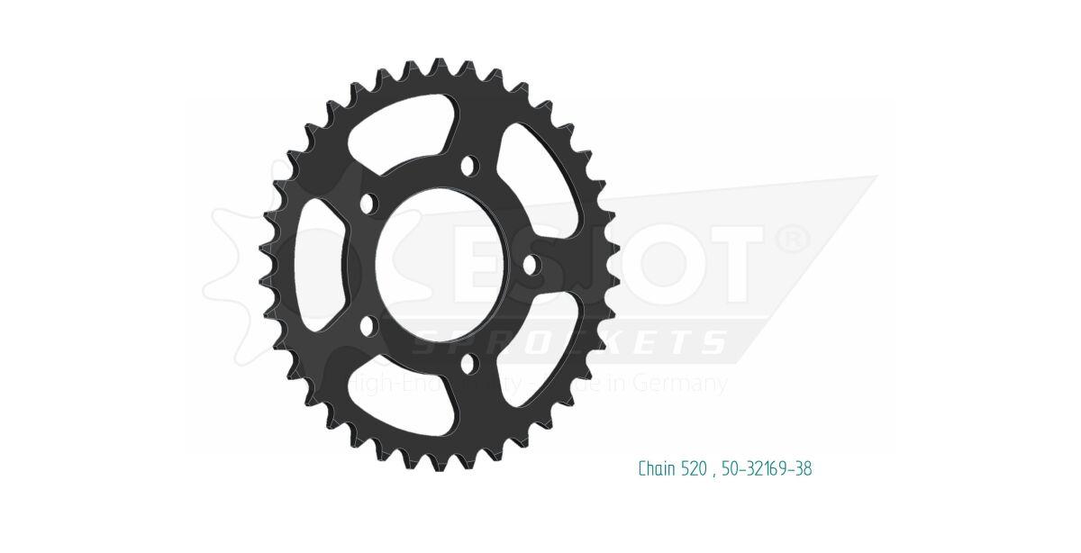 50-32169-38 - Esjot Standard 520 Sprocket For Mash Cafe Racer 400 ABS 2017-2020 Rear Black 38T