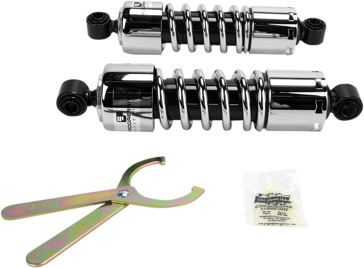 412-4037C - Progressive Suspension 412 Series Shocks For Harley Davidson FLD 1690 2012-2013 279.40 mm (11.00") - Black/Chrome