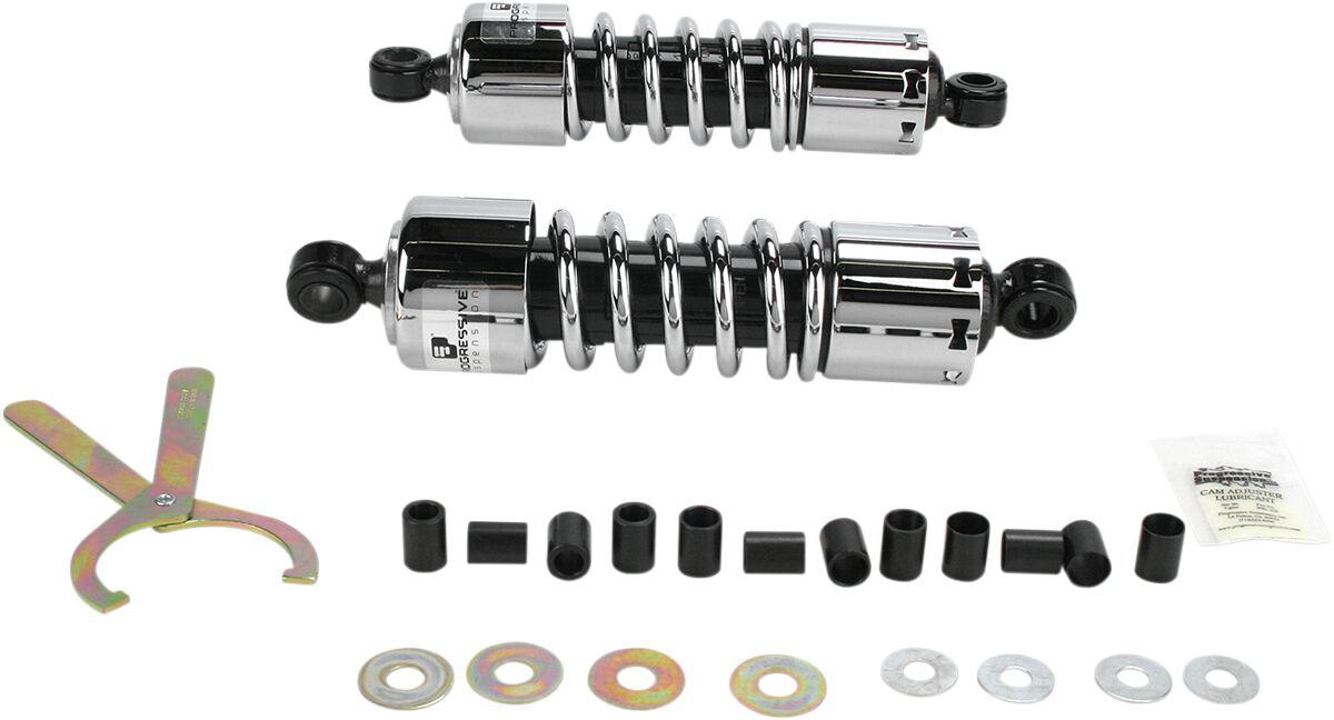 412-4204C - Progressive Suspension 412 Series Cruiser Shocks For Kawasaki VN1500 1996-2004 279.40mm (11.00") - Black/Chrome