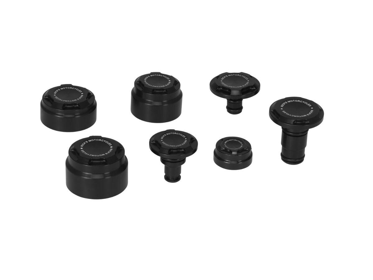 S8-3BR0500-0 - Ricks Motorcycles Complete Axle Cover Kit For Harley Davidson FLFB 1750 ABS 2018-2020 - Black