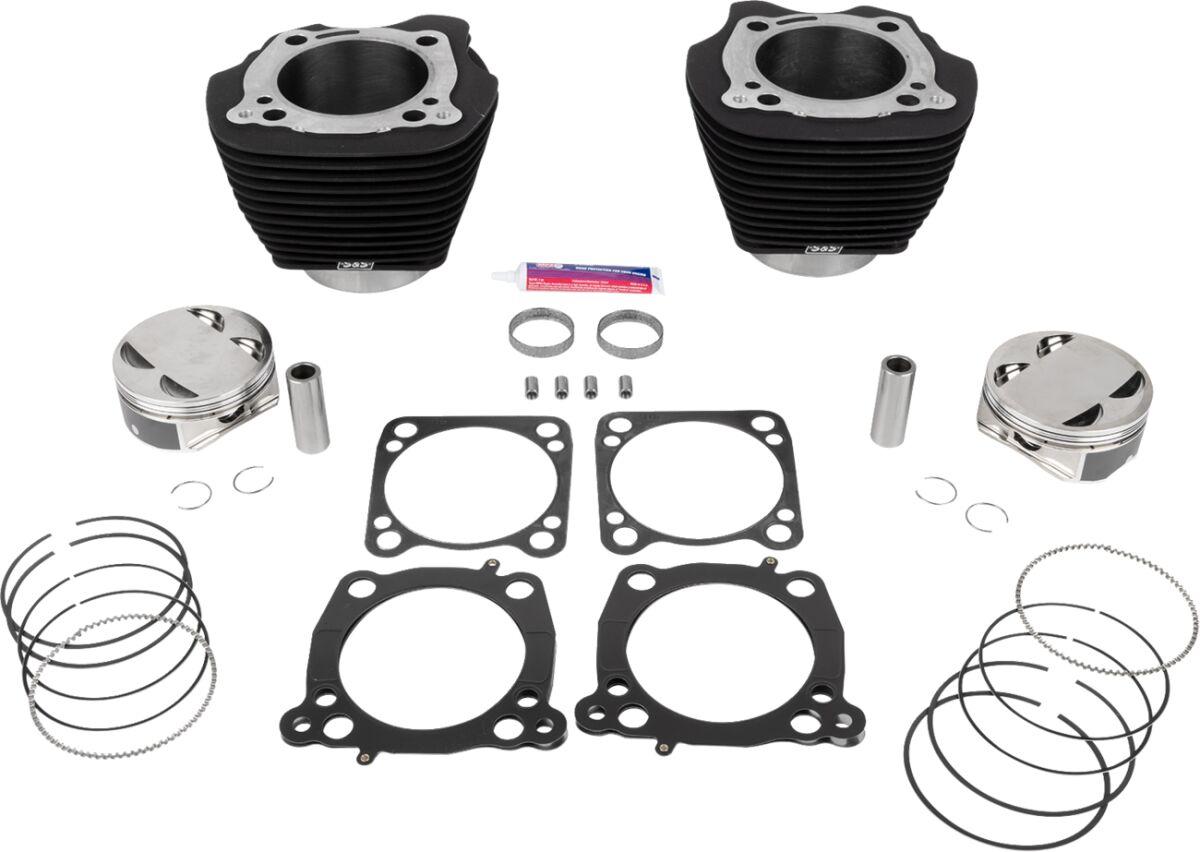 910-0846A - S&S Cycle 132" Big Bore Cylinder Kit For Harley Davidson FLDE 1750 ABS 2018-2020 - Non-Highlighted Fins/Wrinkle Black