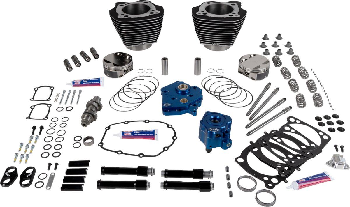 310-1395 - S&S Cycle 129" Power Package Engine Performance Kit For Harley Davidson FLDE 1750 ABS 2018-2020 - Black/Highlighted Fins