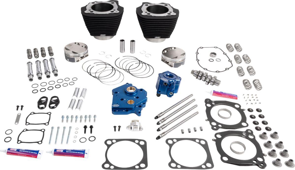 310-1389 - S&S Cycle 132" Power Package Engine Performance Kit For Harley Davidson FLDE 1750 ABS 2018-2020 - Black/Non-Highlighted Fins