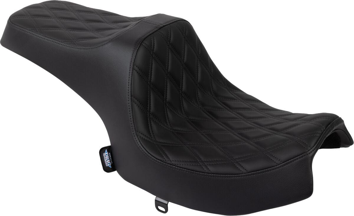 4718F - Drag Specialties Predator III Double Diamond Seat For Indian Challenger 108 ABS 2020-2025 - Black/Black