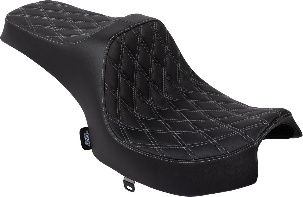 4718C - Drag Specialties Predator III Double Diamond Seat For Indian Challenger 108 ABS 2020-2025 - Black/Silver